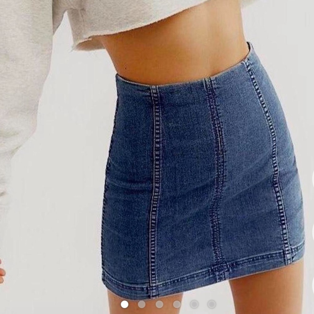 Free People Blue Denim Mini Skirt